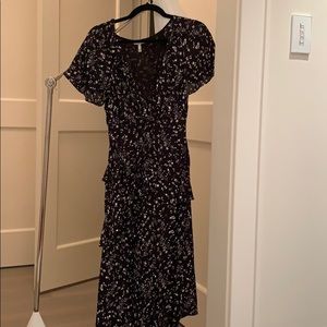 Joie Black Printed Midi Dress.